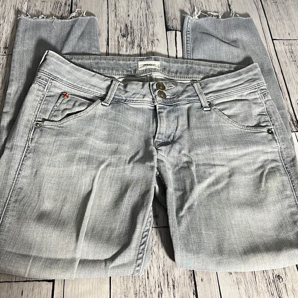 Hudson Women's Straight Leg Raw Hem Denim Jeans Gray Size 25